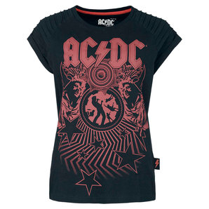 AC-DC Damen T-Shirt Signature Collection Schwarz Rot