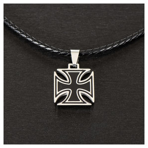Halskette Iron Cross Lederband: 45-52cm Louis