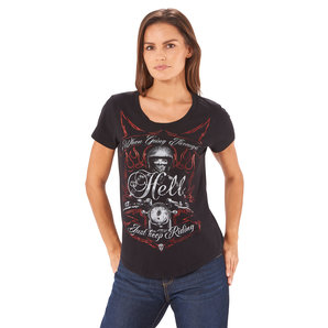 Lethal Angel Just keep Riding Damen T-Shirt Schwarz unter Freizeitbekleidung > T-Shirts & Poloshirt
